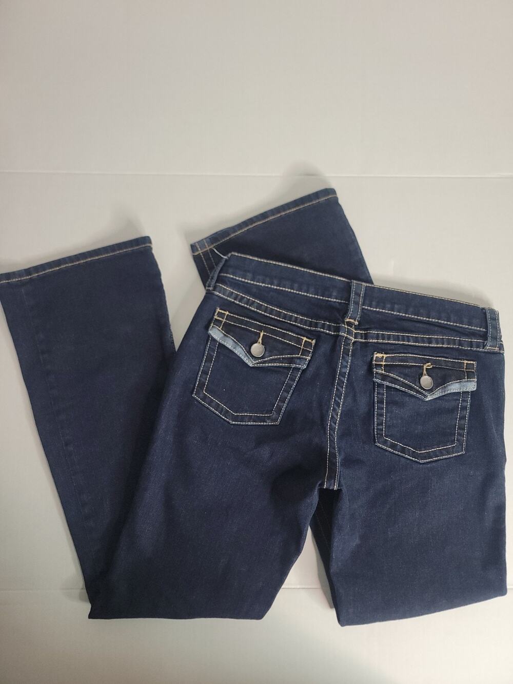 Victoria Secret Y2K VS Low 5 Flap Jeans SZ 12 Dark Wash Bootcut Model Of Duty